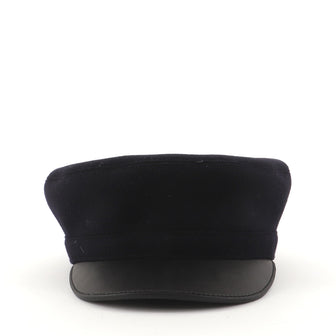 Hermes Newsboy Cap Wool with Leather