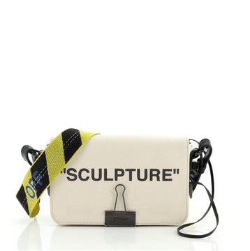 Off White Binder Clip Flap Bag Printed Canvas Small