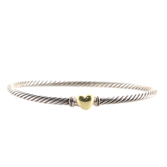 David Yurman Cable Collectibles Heart Bracelet Sterling Silver with 18K Yellow Gold 3mm