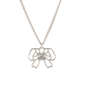 Chanel CC Bow Necklace Crystal Embellished Metal