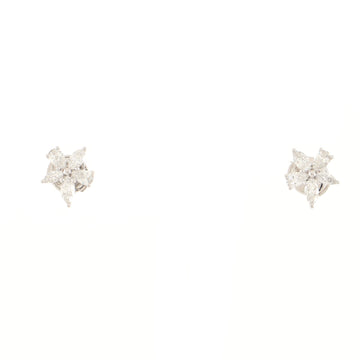 Tiffany & Co. Victoria Mixed Cluster Stud Earrings Platinum with Diamonds Medium
