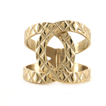 Chanel CC Hinged Cuff Bracelet Quilted Metal Wide