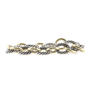 David Yurman Oval Link Bracelet Sterling Silver and 18K Yellow Gold 12mm