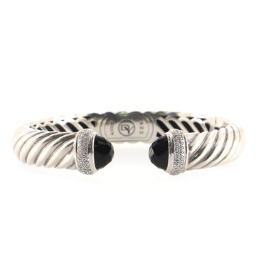 David Yurman Cable Classic Bracelet Sterling Silver with Onyx and Diamonds 10mm