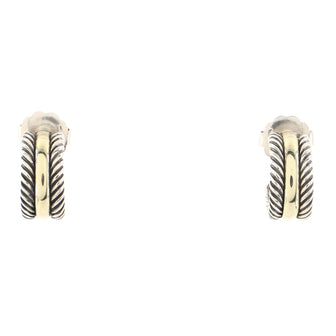 David Yurman Cable Huggie Earrings Sterling Silver and 14K Yellow Gold