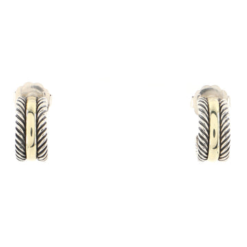 David Yurman Cable Huggie Earrings Sterling Silver and 14K Yellow Gold