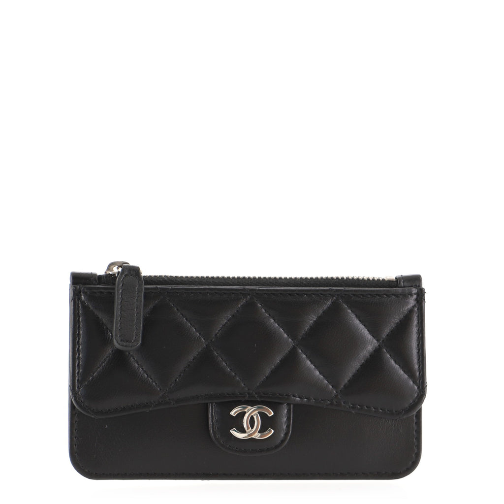 CHANEL Flap Zip Card Holder Quilted Caviar