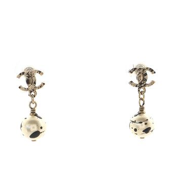 Chanel Paint Splatter CC Pearl Drop Earrings Metal with Faux Pearls