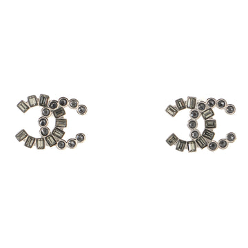 Chanel CC Stud Earrings Crystal Embellished Metal