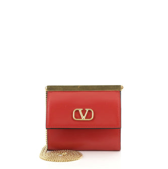 Valentino Vlogo Bar Frame Clutch Leather Mini