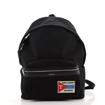 Saint Laurent City Backpack Patch Embellished Canvas Medium