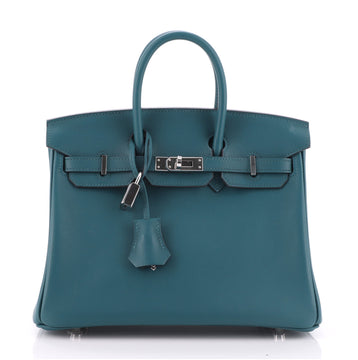 Hermes Birkin Handbag Blue Swift with Palladium Hardware 25