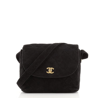 Chanel Vintage Round Flap Shoulder Bag Quilted Suede Small