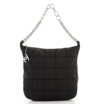 Chanel Square CC Charm Shoulder Bag Quilted Nylon Medium