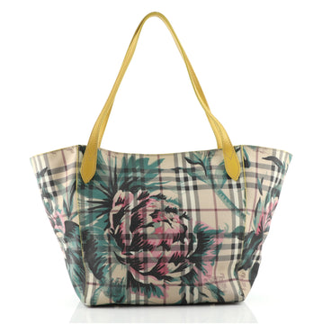 Burberry Canter Tote Printed Haymarket Coated Canvas Small