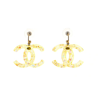 Chanel CC Dangle Earrings Glitter Resin