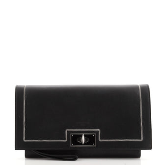 Givenchy Shark Wristlet Clutch Leather with Chain Detail