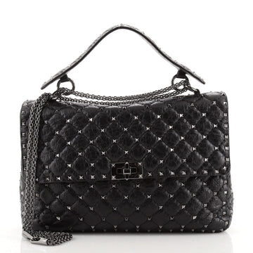 Valentino Rockstud Spike Flap Bag Quilted Leather Large
