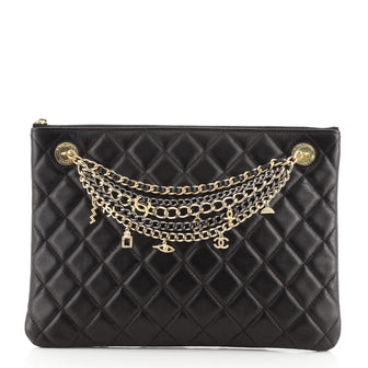 Chanel Egyptian Amulet O Case Clutch Quilted Lambskin Medium