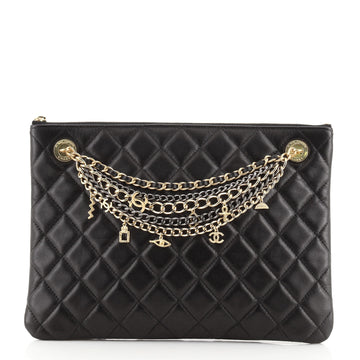 Chanel Egyptian Amulet O Case Clutch Quilted Lambskin Medium