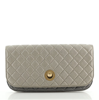 Chanel Pearl Full Flap Clutch Quilted Lambskin