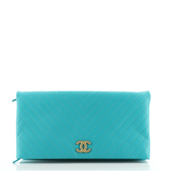 Chanel CC Foldover Clutch Chevron Lambskin Large