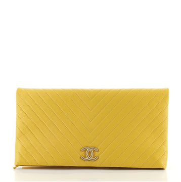 Chanel CC Foldover Clutch Chevron Lambskin Large