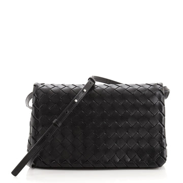 Bottega Veneta Full Flap Crossbody Bag Intrecciato Leather Small