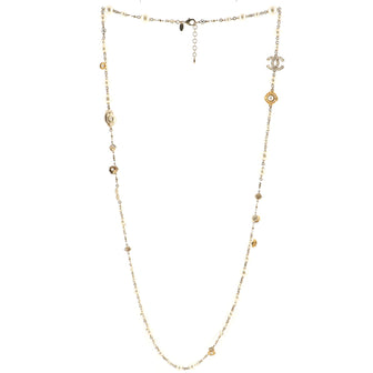 Chanel CC Long Necklace Faux Pearls and Metal