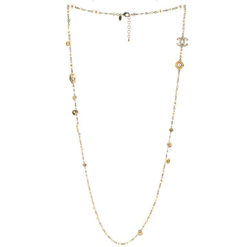 Chanel CC Long Necklace Faux Pearls and Metal