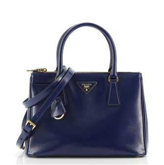Prada Double Zip Lux Tote Vernice Saffiano Leather Small