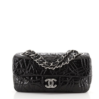 Chanel Graphic Edge Flap Bag Quilted Patent Vinyl Small