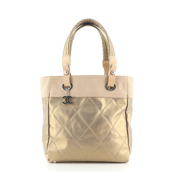 Chanel Biarritz Tote Quilted Coated Canvas Small