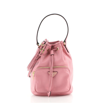 Prada Drawstring Pocket Bucket Bag Soft Calf Small