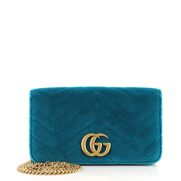Gucci GG Marmont Chain Flap Bag Matelasse Velvet Mini