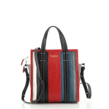 Balenciaga Bazar Convertible Tote Striped Leather XS