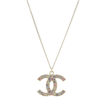 Chanel Rainbow CC Pendant Necklace Metal and Crystals Gold 78822210