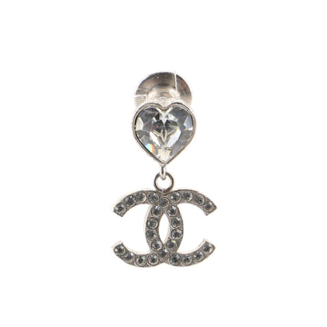 Chanel Heart CC Drop Brooch Metal with Crystals XS