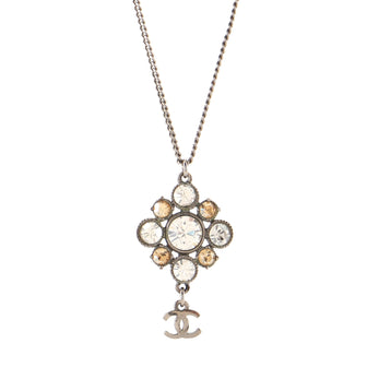 Chanel CC Cluster Pendant Necklace Crystal Embellished Metal