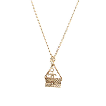 Chanel CC Flap Bag Pendant Necklace Metal