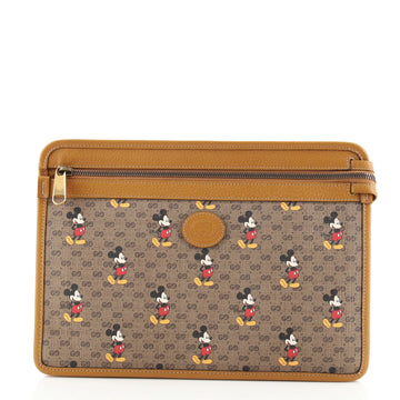 Gucci Disney Mickey Mouse Front Zip Pouch Printed Mini GG Coated Canvas