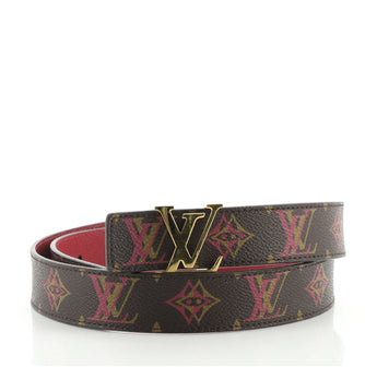 Louis Vuitton LV Initiales Reversible Belt Rainbow Monogram and Leather  Thin Brown 78822244