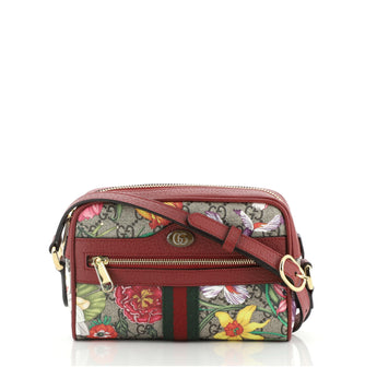 Gucci Ophidia Shoulder Bag Flora GG Coated Canvas Mini