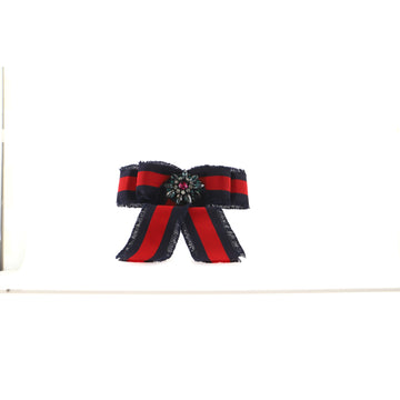 Gucci Web Bow Brooch Grosgrain with Crystals