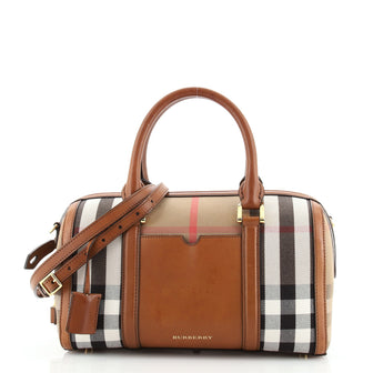 Burberry Alchester Convertible Satchel House Check and Leather Medium