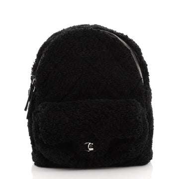 Chanel Front Pocket Backpack Quilted Shearling Small