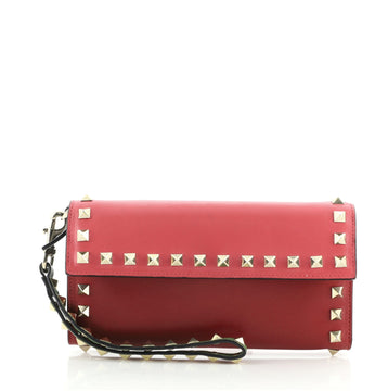 Valentino Rockstud Flap Wristlet Wallet Leather Small