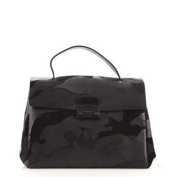 Valentino Top Handle Flap Bag Camo Leather and Suede Medium
