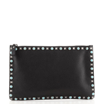 Valentino Rolling Rockstud Pouch Calfskin Large