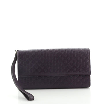 Gucci Wristlet Travel Flap Wallet Microguccissima Leather